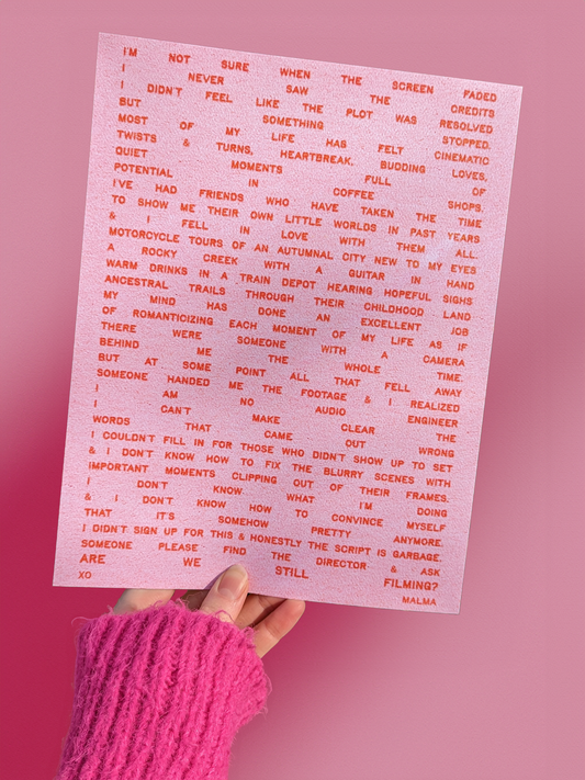 "Are We Still Filming?" Poetry Print